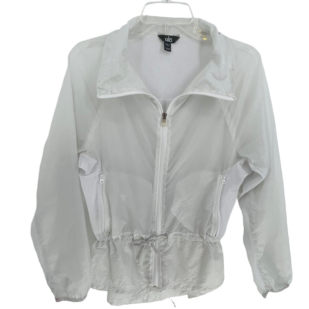 ALO Yoga White Lightweight Mesh Windbreaker Jacket